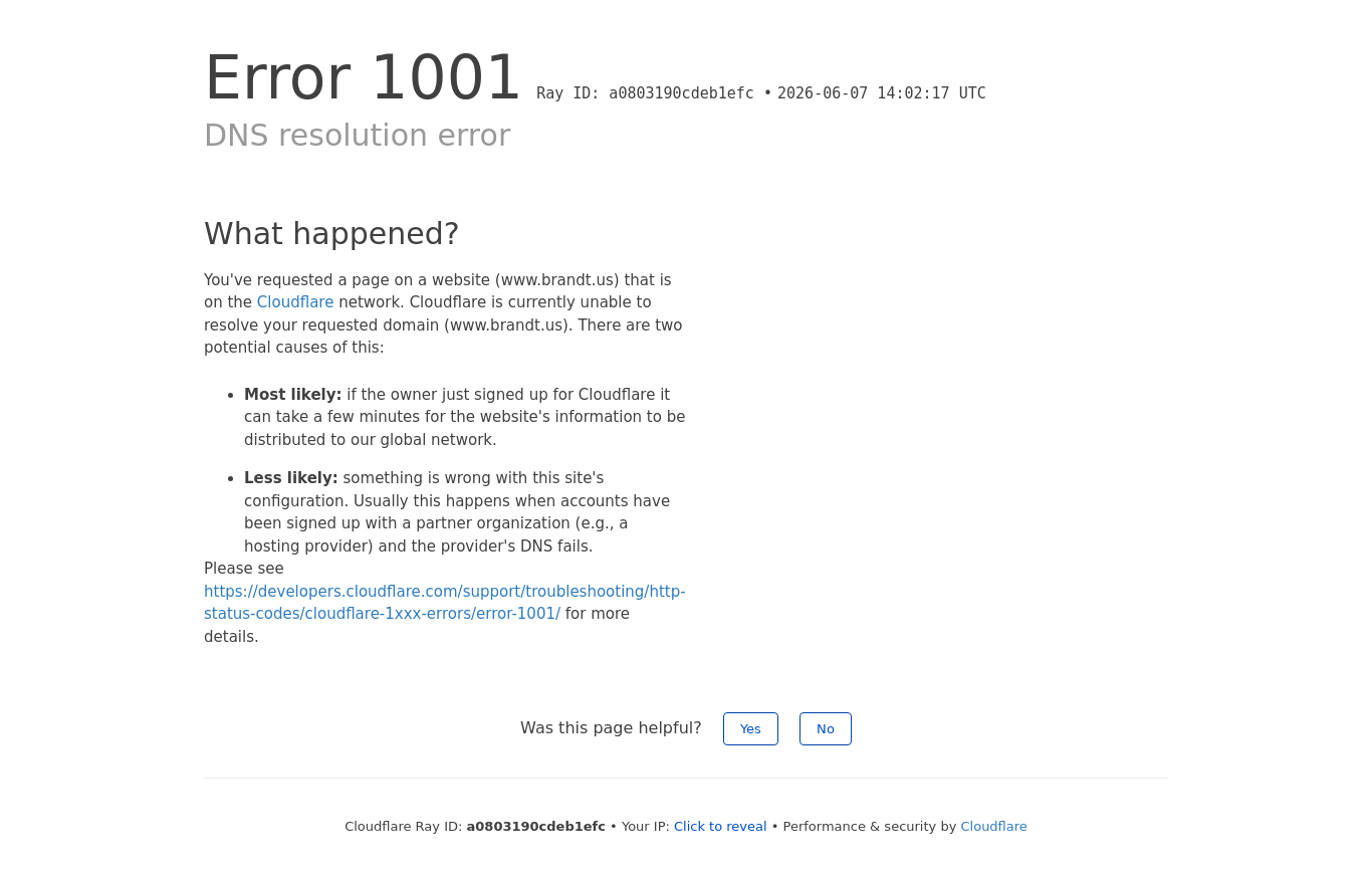 Example of a broken business website