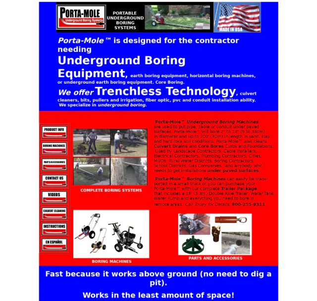 Example of an outdated business website